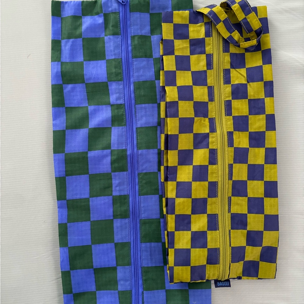 BAGGU Checkered Leggings - Blue and Green